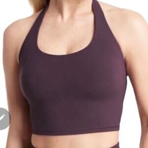 ATHLETA Purple Halter Crop Top Sports Bra size Midium